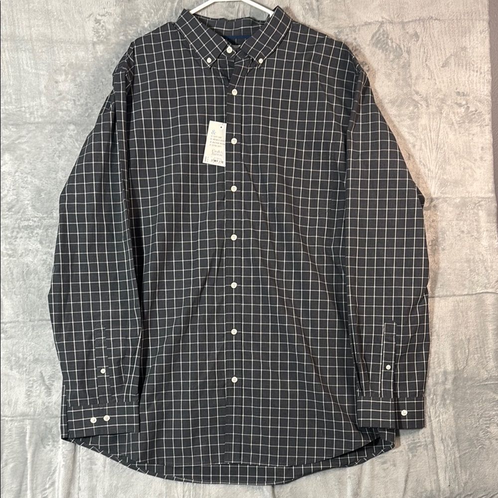 NWT New Croft & Borrow Blue White Plaid Button Up Shirt Size 3XLT
